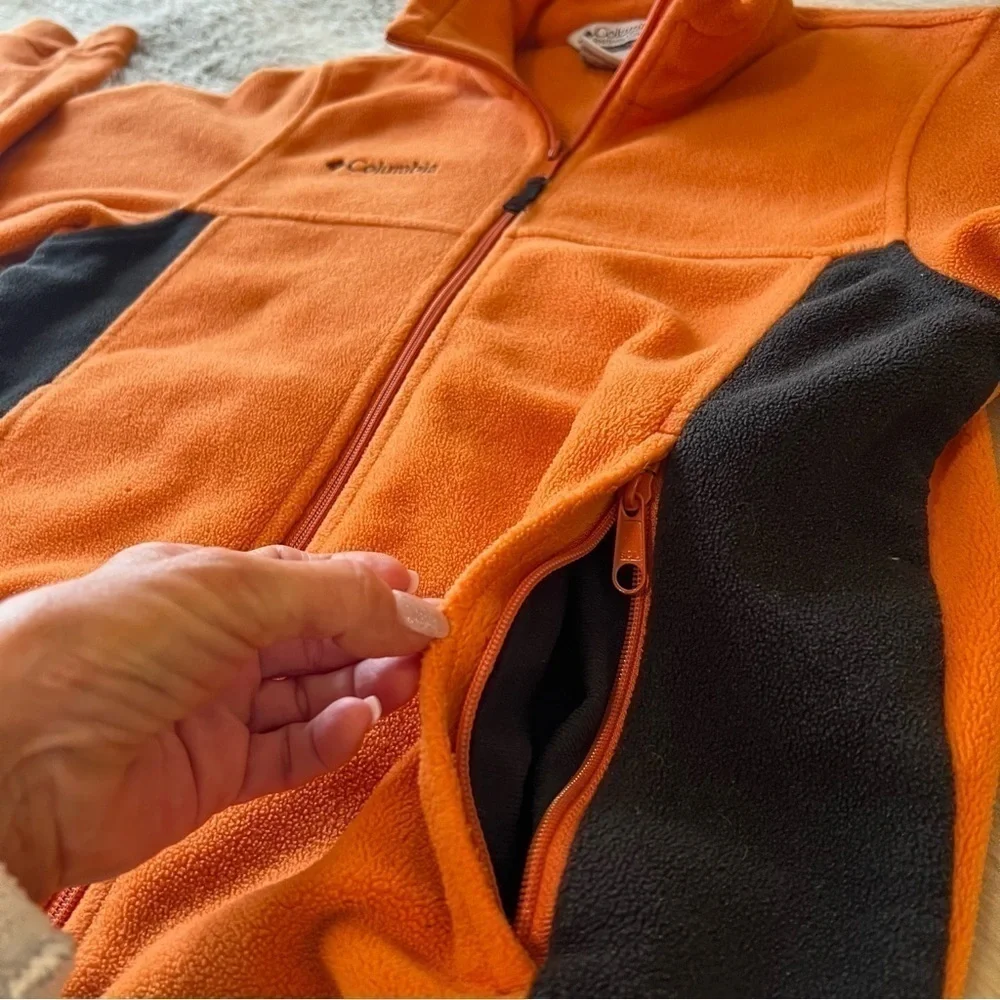 Vintage COLUMBIA Y2K Zip Up Fleece Orange Black (10-12 L Kids) XS Adult
